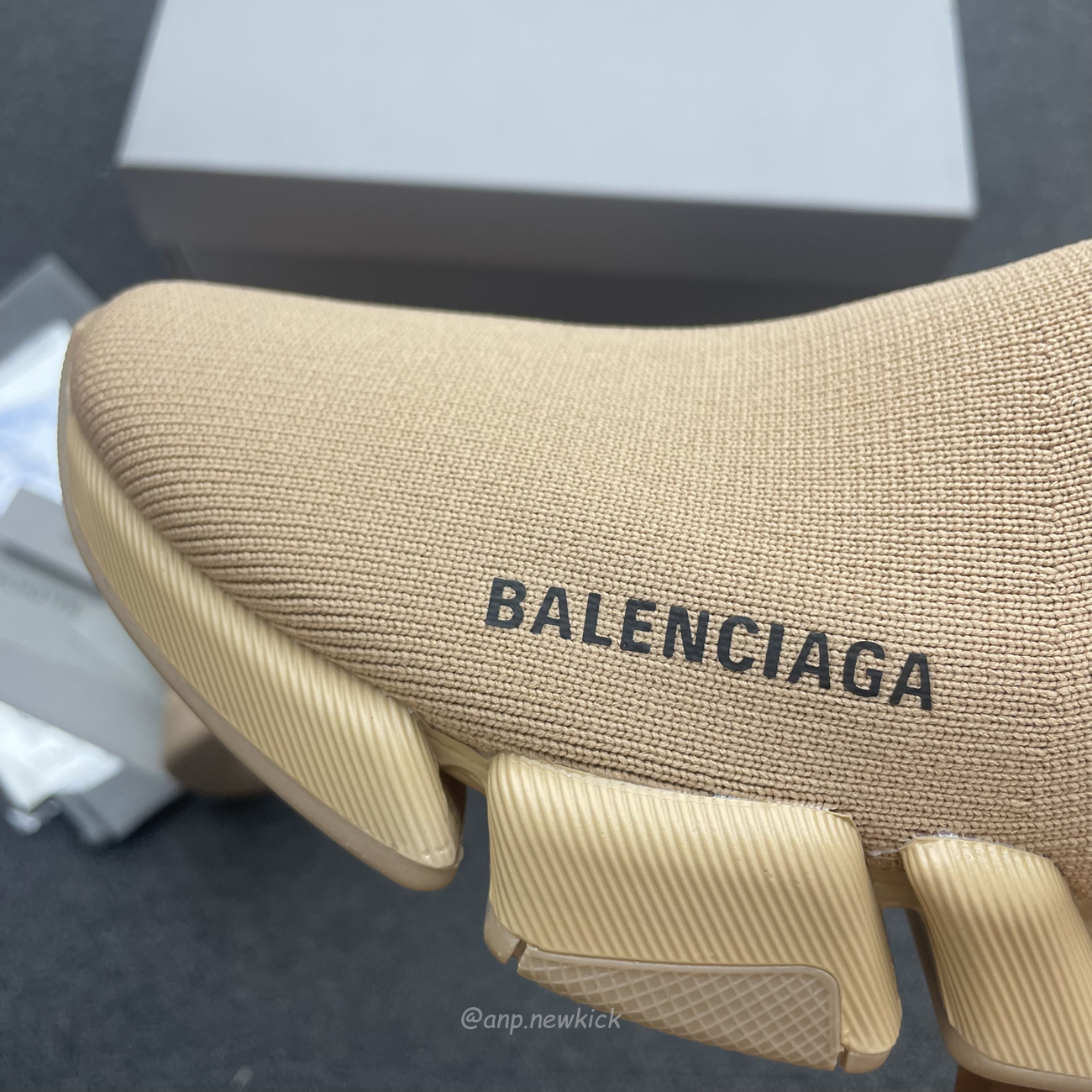 Balenciaga Speed 2.0 Beige Knit Sole Sock Sneakers (5) - newkick.org